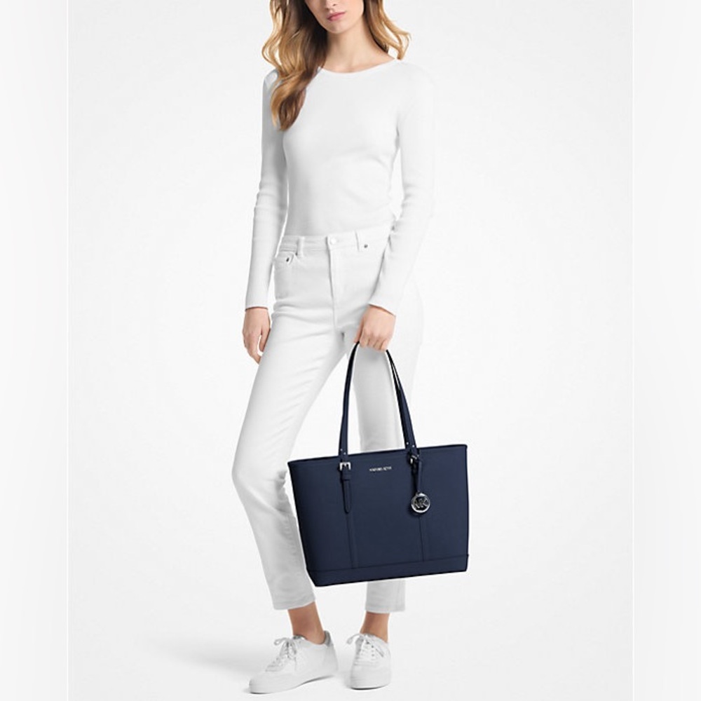 Michael Kors Jet Set Travel Large Saffiano Leather Tote Bag - Navy NWT - Picture 3 of 6